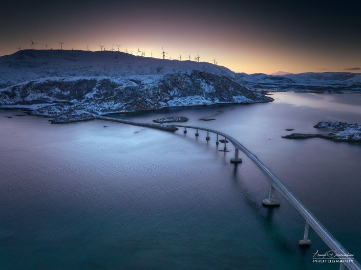 Aerial view of Sommarøy Bridge