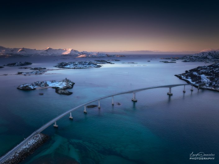 Aerial view of Sommarøy Bridge